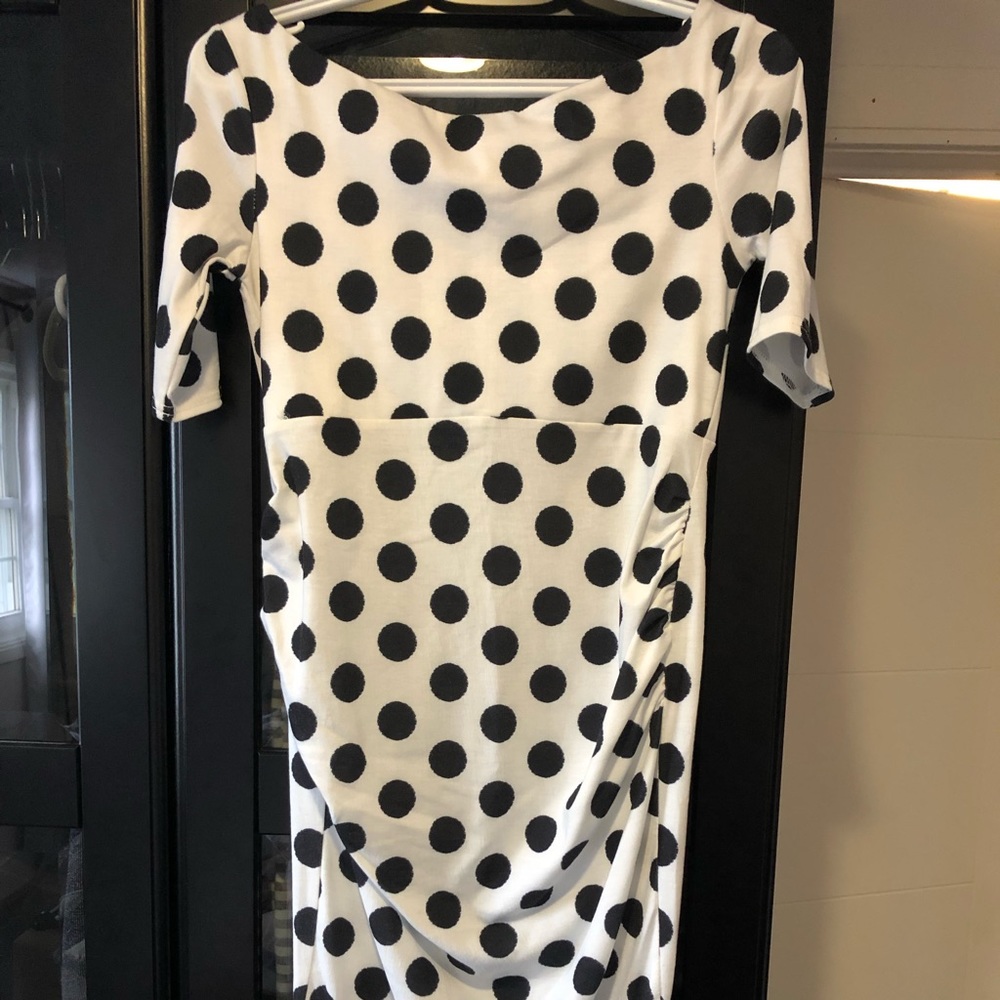 ASOS black and white polka dot midi dress